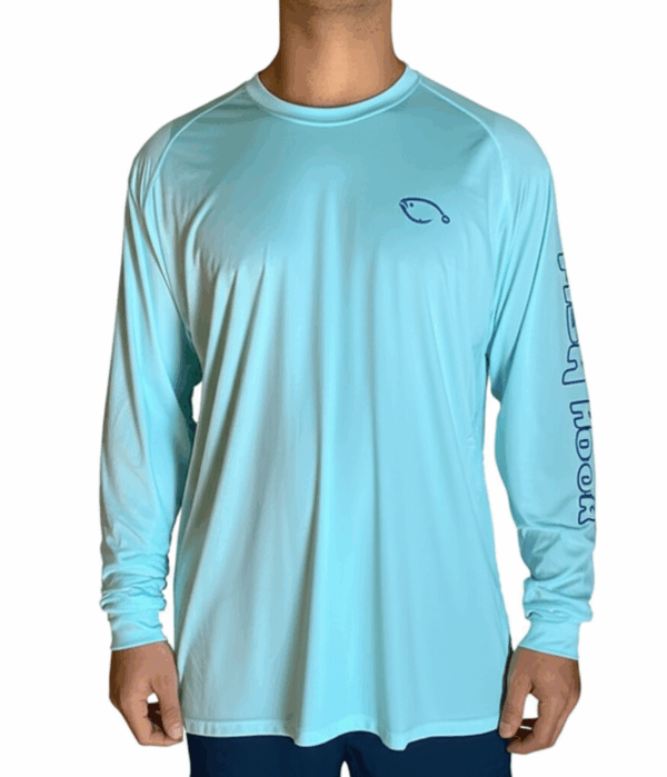 fishing performance long sleeve shirt aqua blue