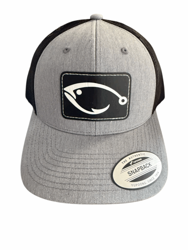 fish hook ball cap black grey